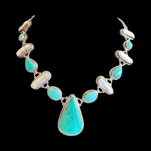 Vintage 925 Sterling necklace of Natural Howlite Stone and Keshi Pearls